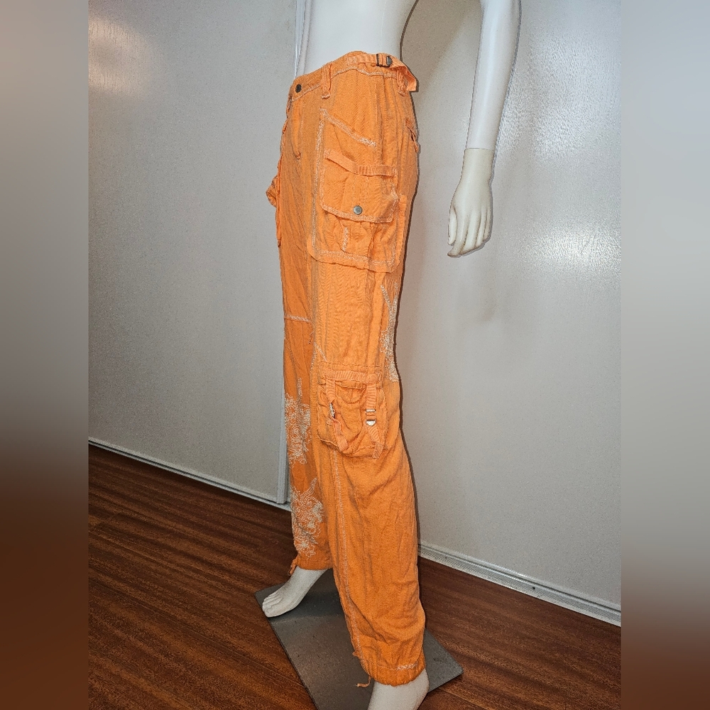 DA-NANG Orange Cargo Pants 100% Silk Size XS - Picture 4 of 16